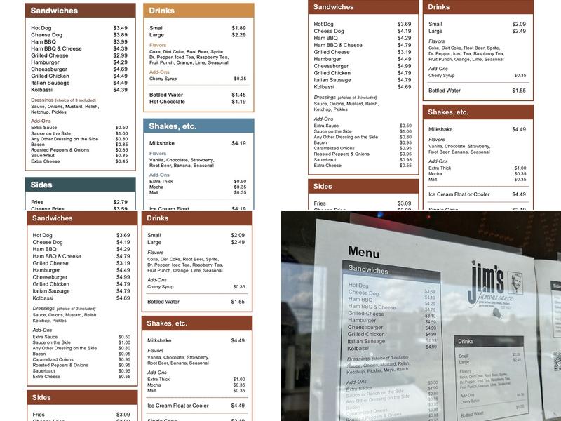 Jim's Famous Sauce Inc Menu