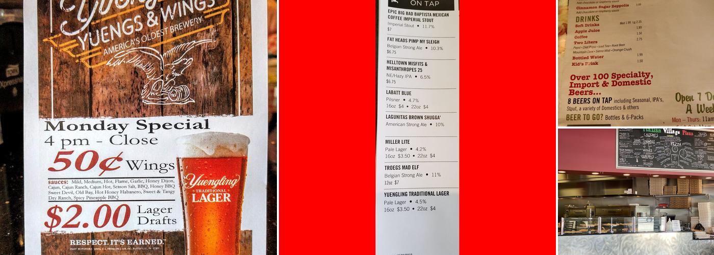 Italian Village Trattoria Menu