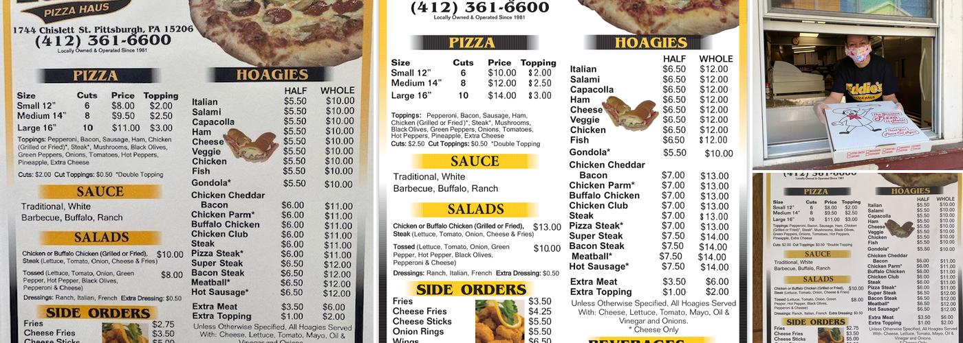 Eddie's Pizza Haus Menu