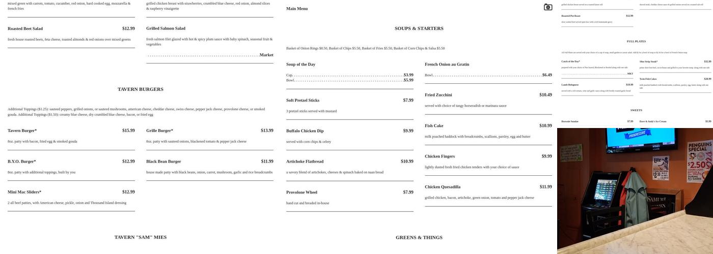 Tavern In The Wall Menu