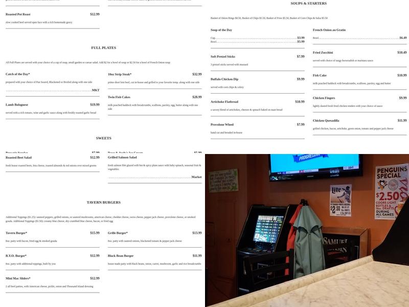 Tavern In The Wall Menu