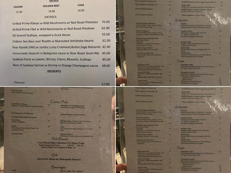 Nancettas Ristorante Menu