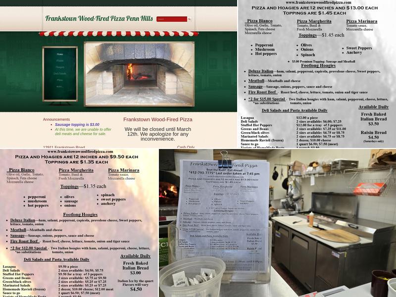 Frankstown Wood-Fired Pizza Menu