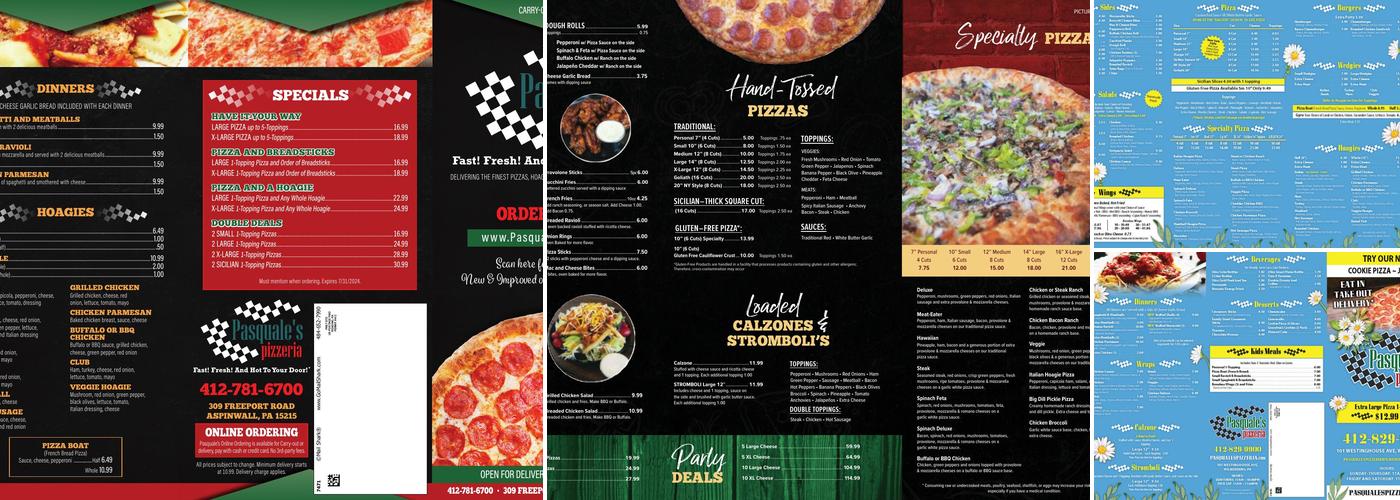 Pasquale's Pizzeria Menu