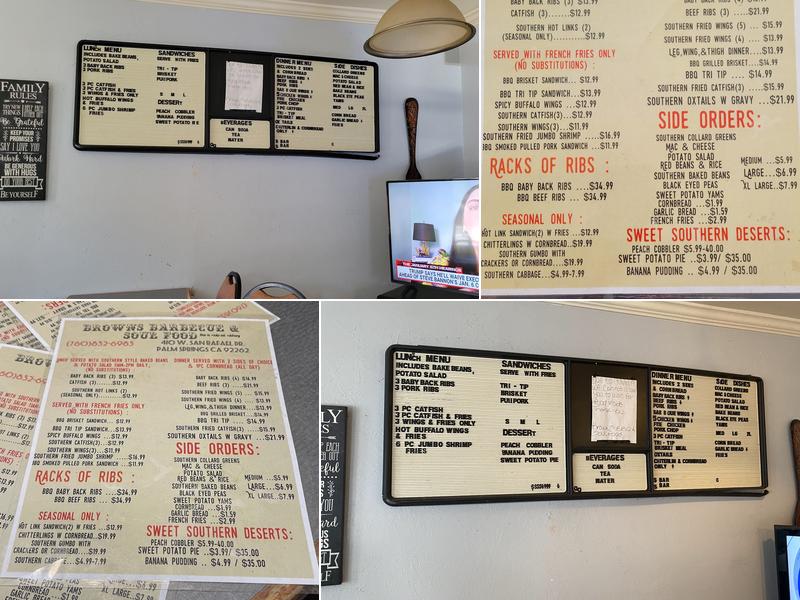 Brown's BBQ and Soul Food Menu