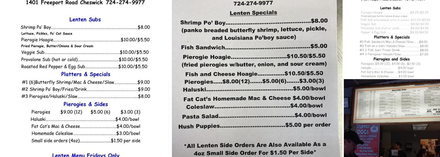 Fat Cat's Subs Menu