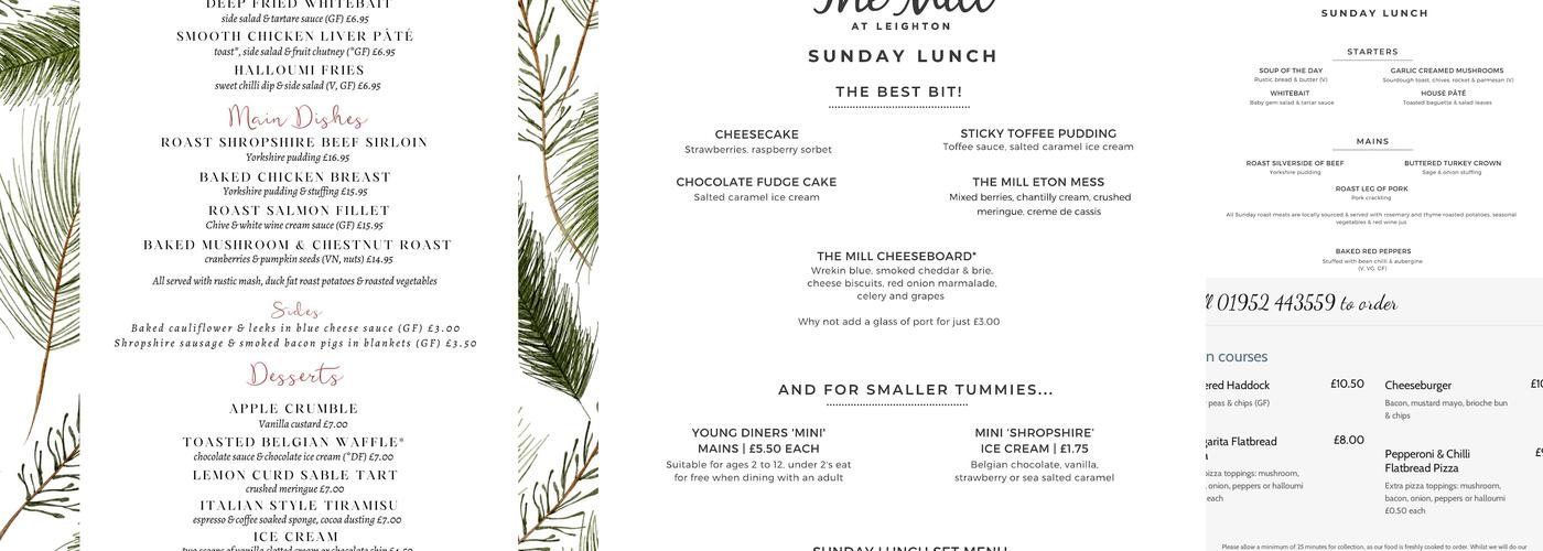 The Mill at Leighton Menu