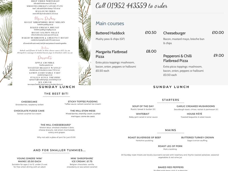 The Mill at Leighton Menu