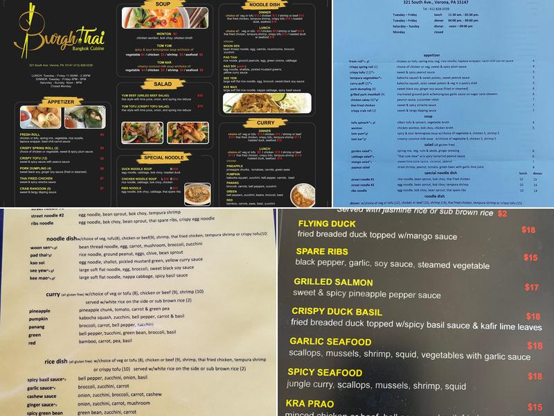 Burgh Thai Menu