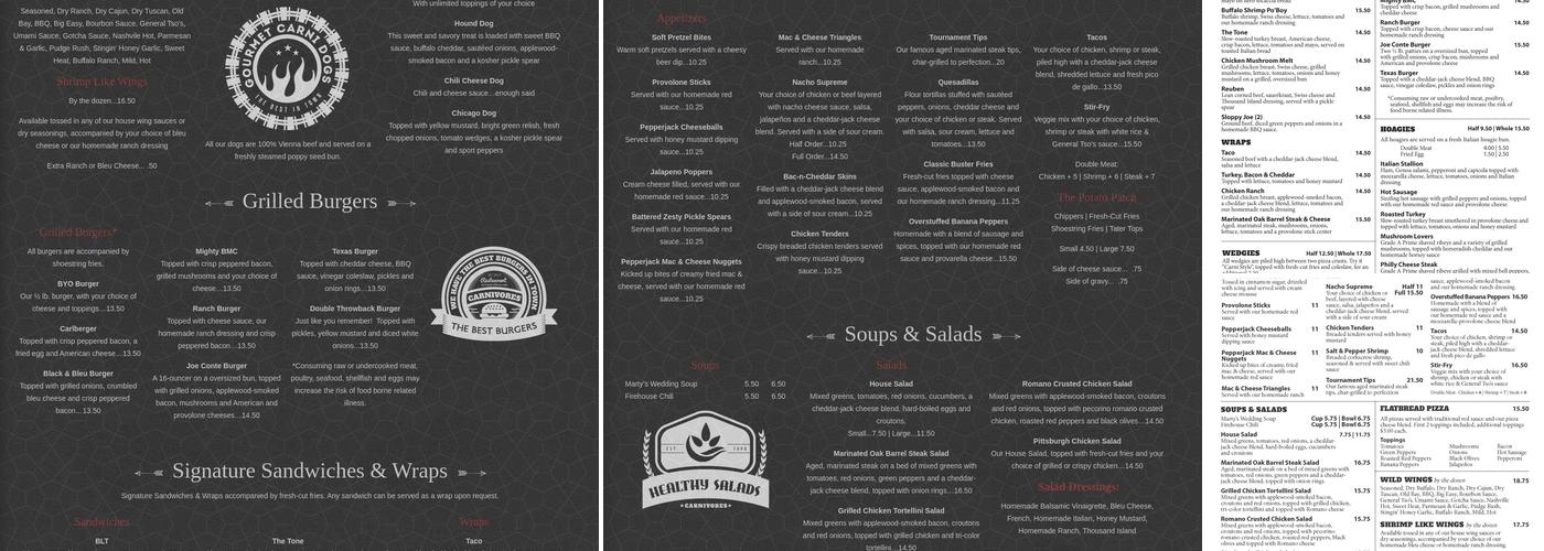 Carnivores Menu