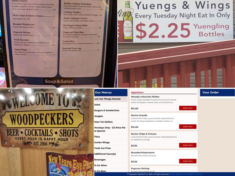 Woodpeckers Pub & Grub Menu