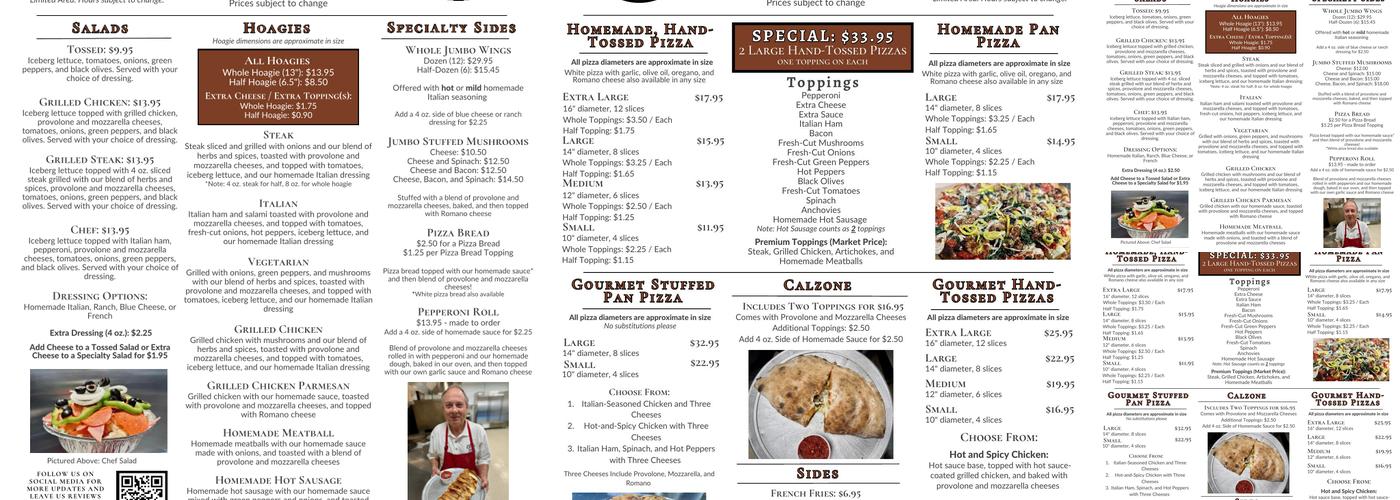 Conca D'Oro Pizzeria Menu