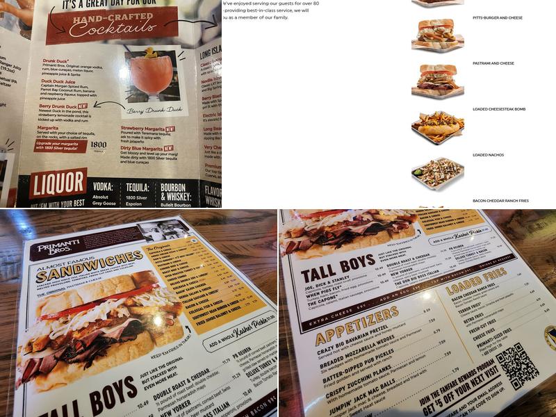 Primanti Bros. Restaurant and Bar Menu