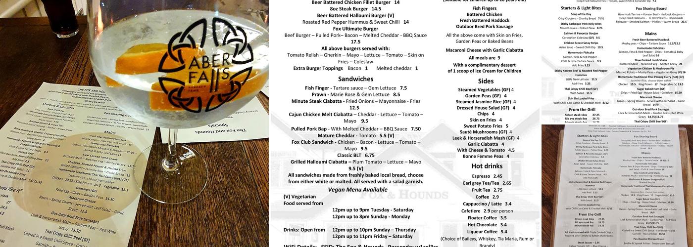 The Fox and Hounds Menu