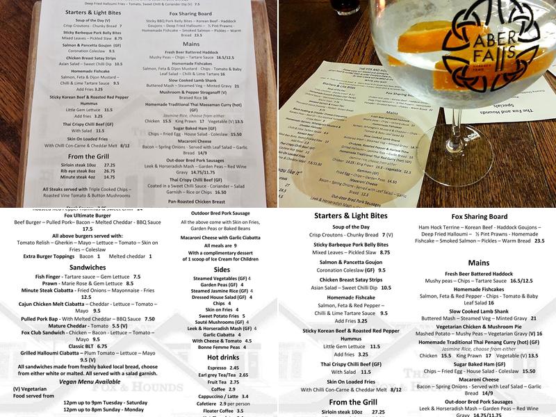 The Fox and Hounds Menu