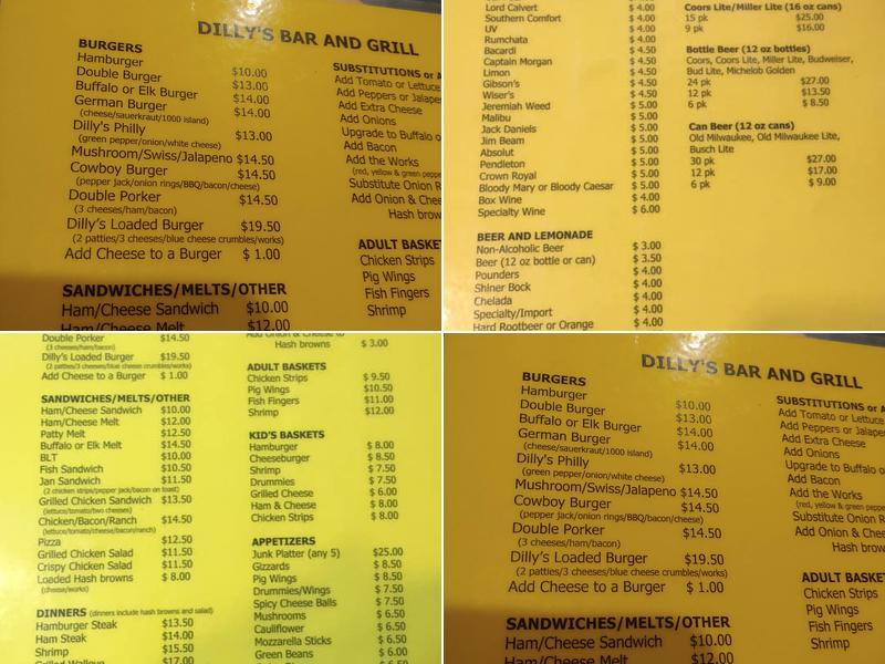 Dilly's Bar & Grill Menu