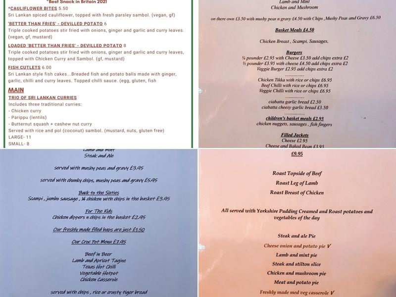 The Oddfellows Arms Menu