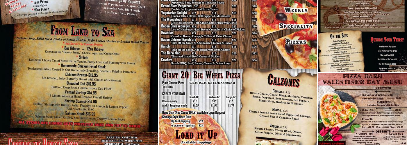 Pizza Barn Menu