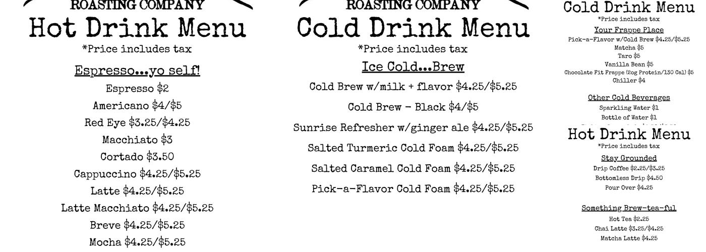 Arcadia Valley Roasting Company Menu