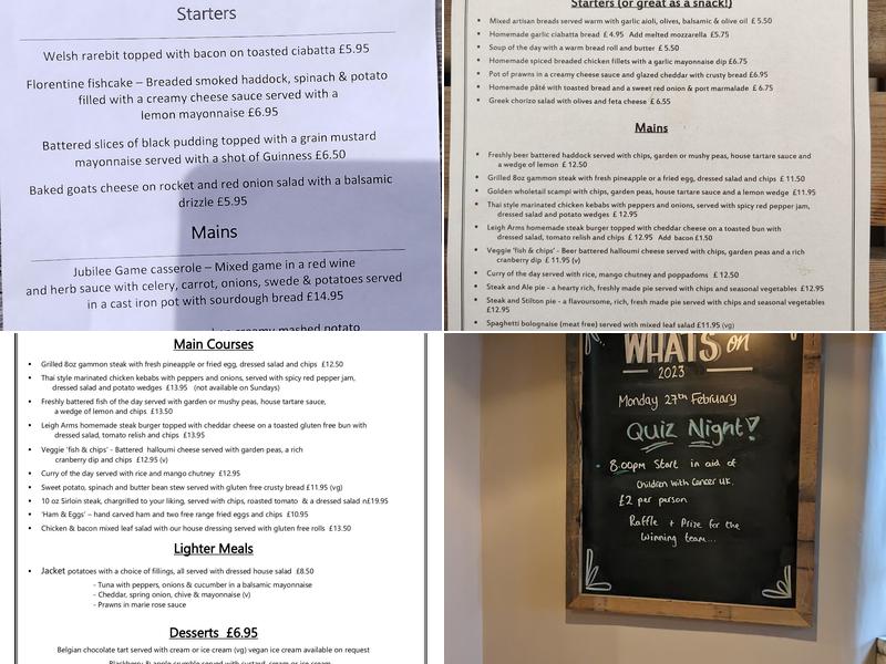 The Leigh Arms Menu