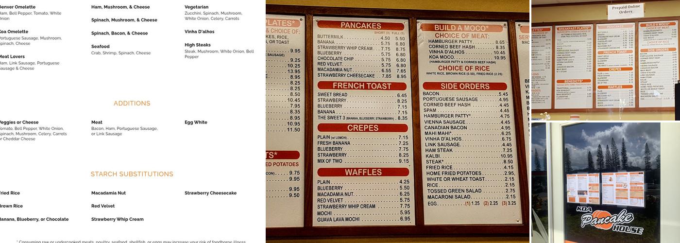 Koa Pancake House Menu