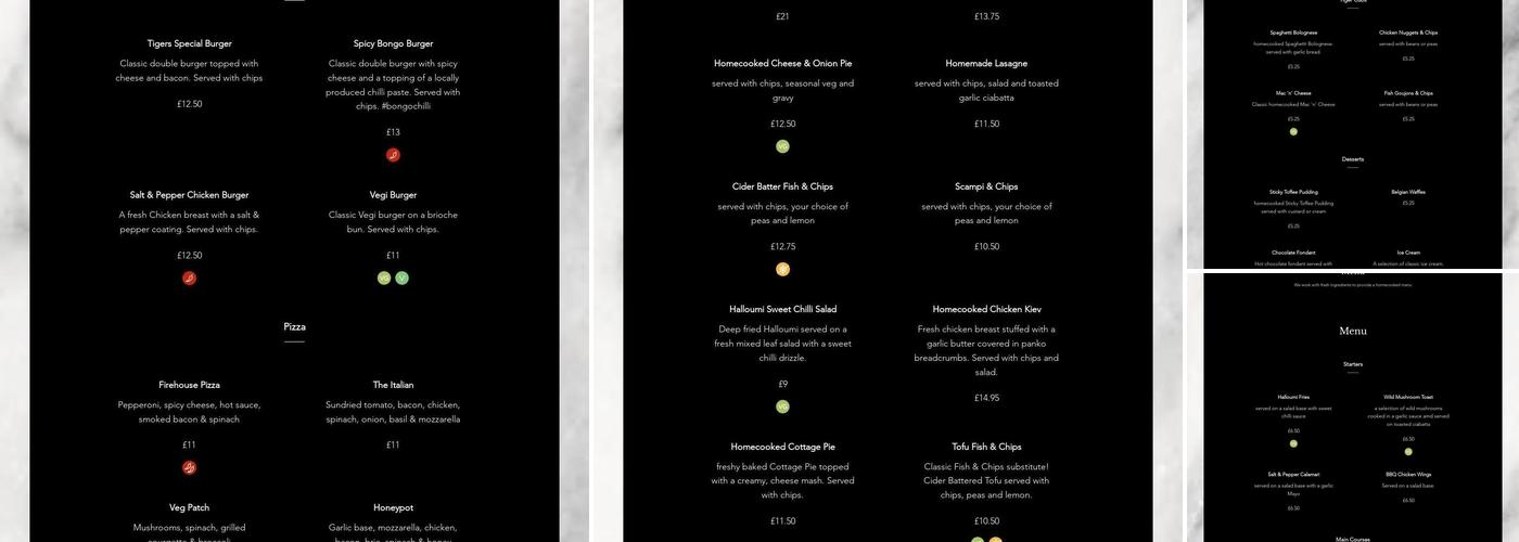 The Tigers Head Menu