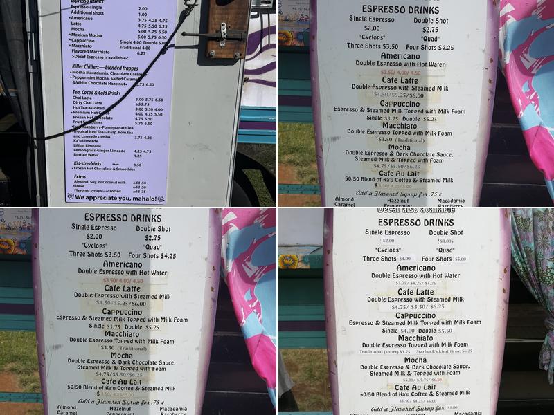 Flyin Hawaiian Coffee Menu