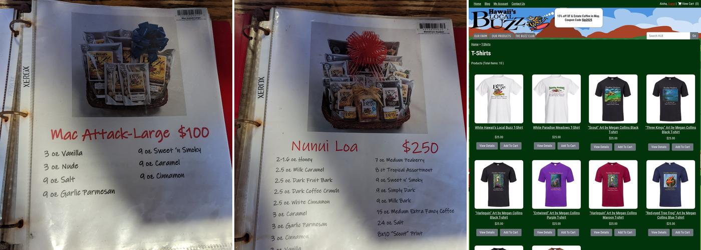 Hawaii's Local Buzz at Paradise Meadows Menu