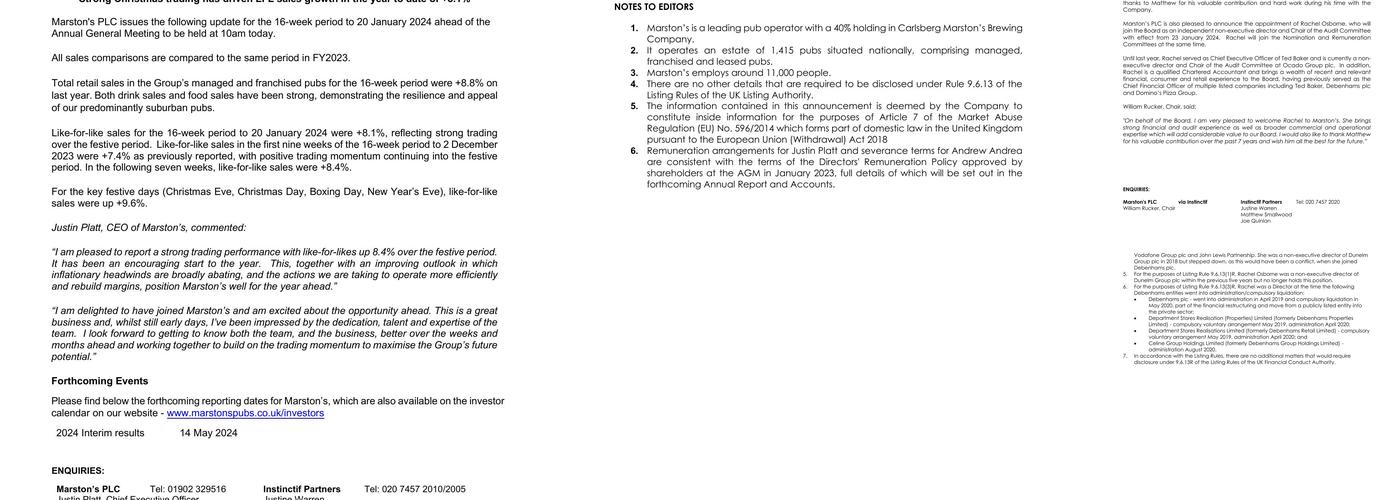 Cholmondeley Arms Menu