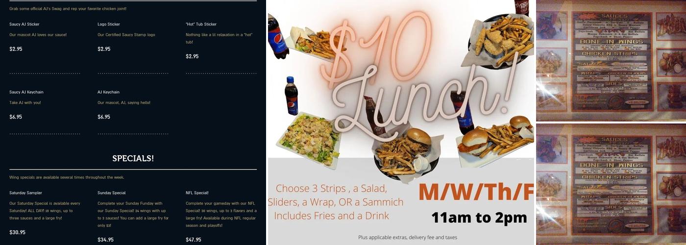 AJs Wings Menu