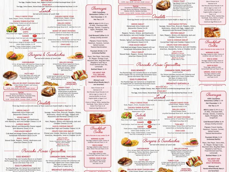 Pancake House Menu