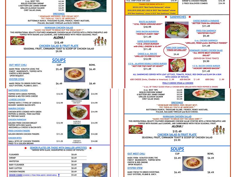 America's Roadhouse Express Menu