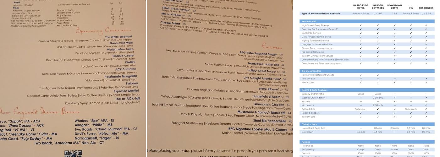 Brant Point Grill Menu