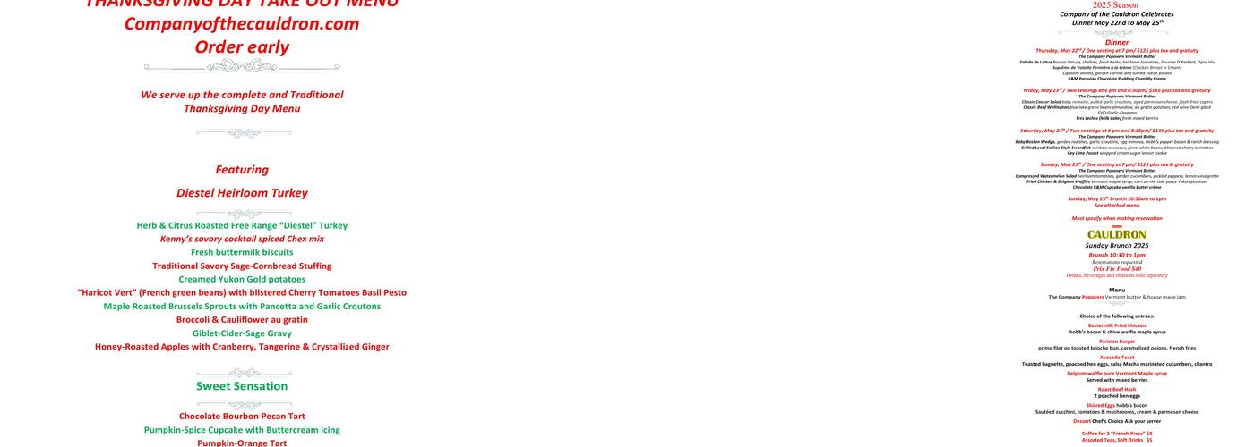 Company of the Cauldron Menu