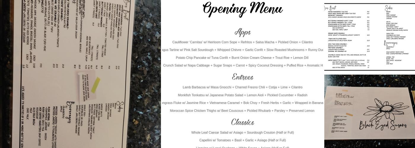 Black-Eyed Susan's Menu