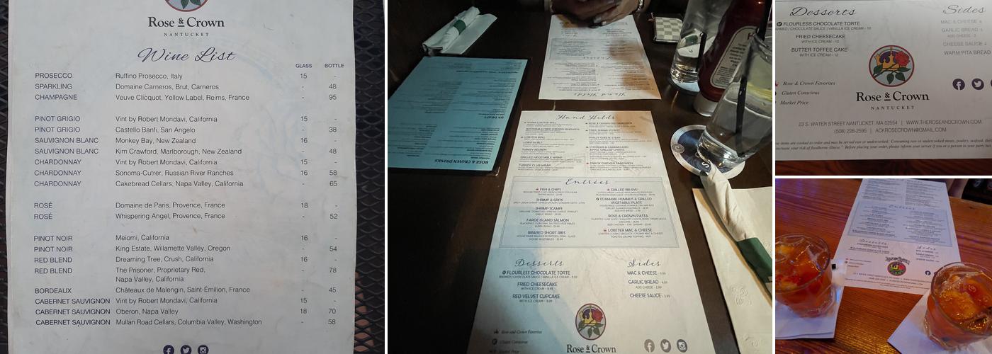 The Rose and Crown Menu