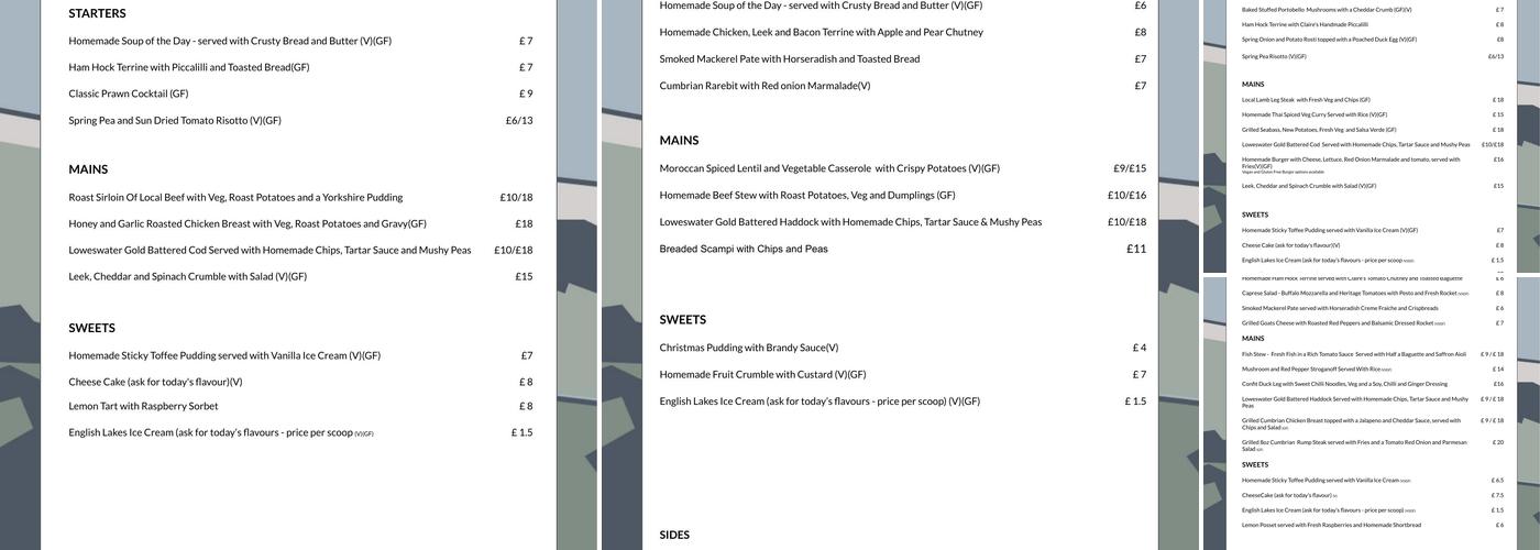 The Mardale Inn at St Patrick’s Well Menu