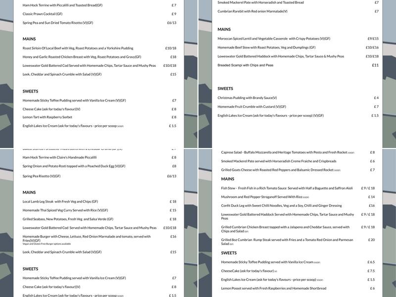 The Mardale Inn at St Patrick’s Well Menu