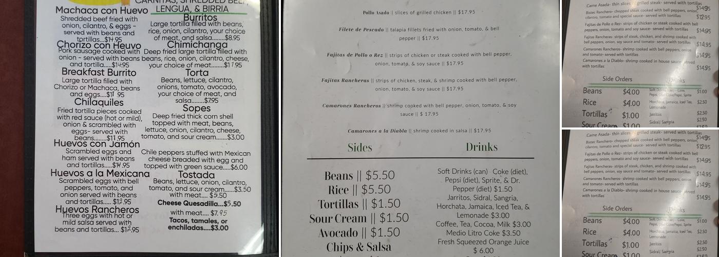 El Ranchito Menu