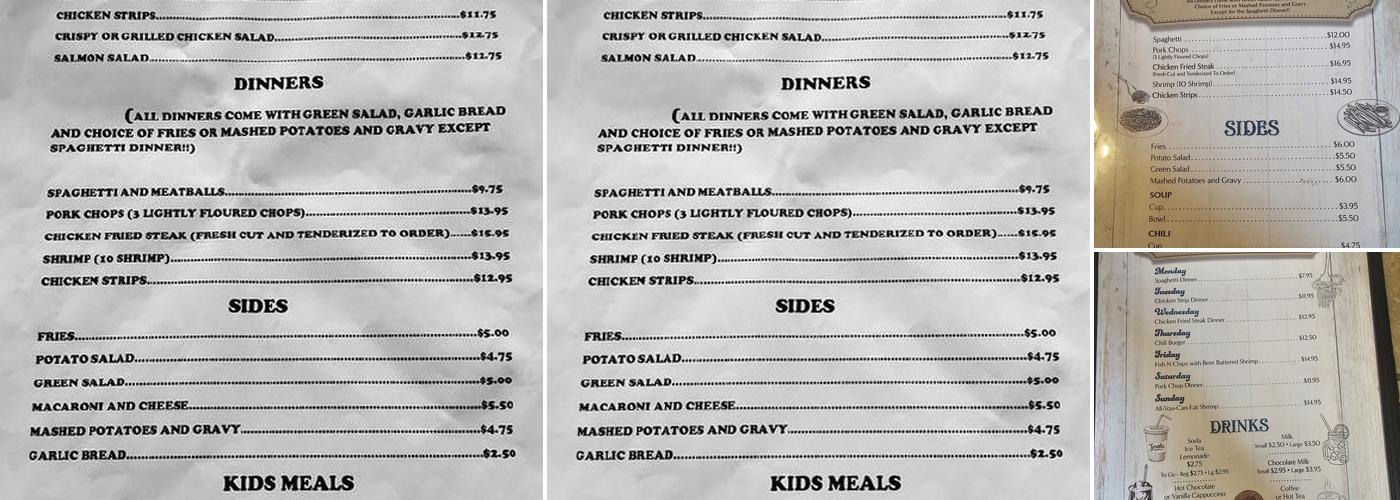 Dairy Diner Menu