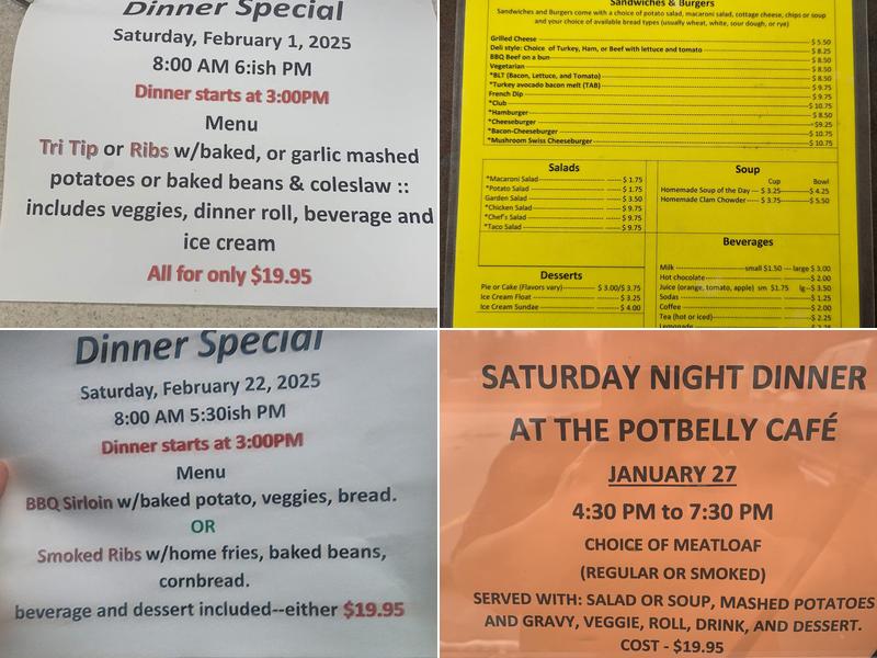 The Potbelly Cafe Menu