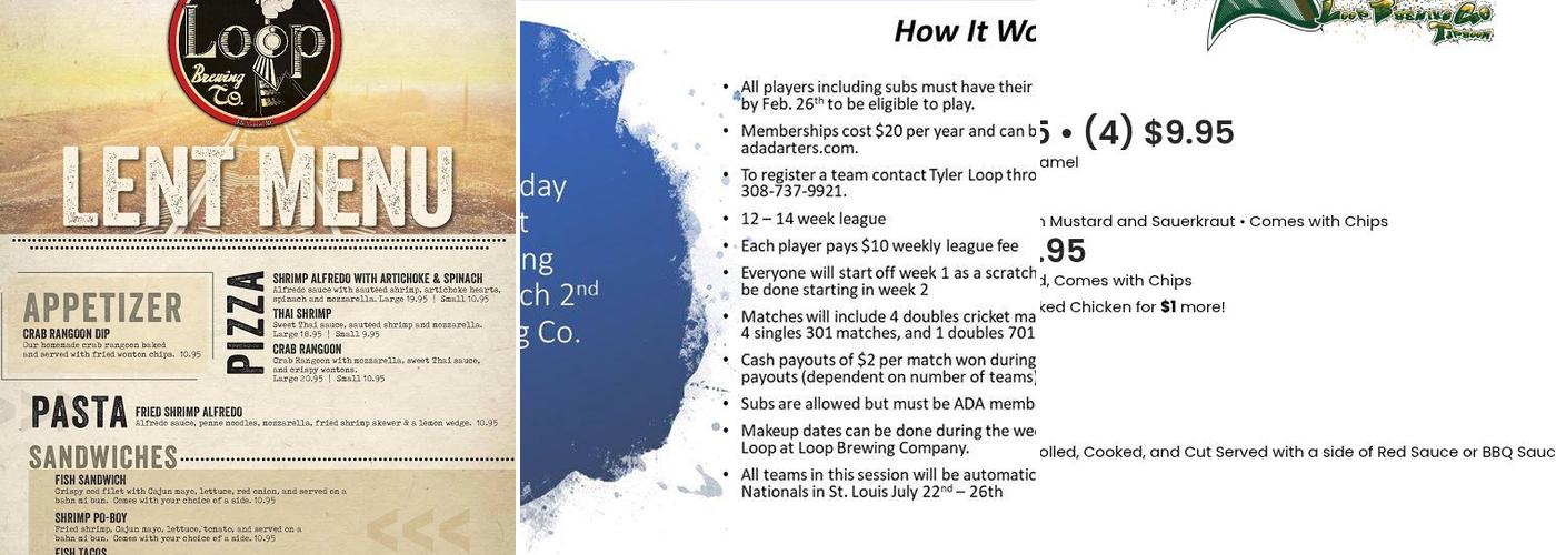 Loop Brewing Company Menu