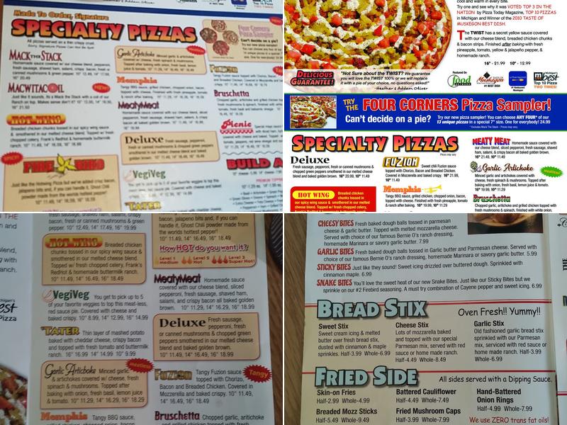 Bernie O's Pizza Menu