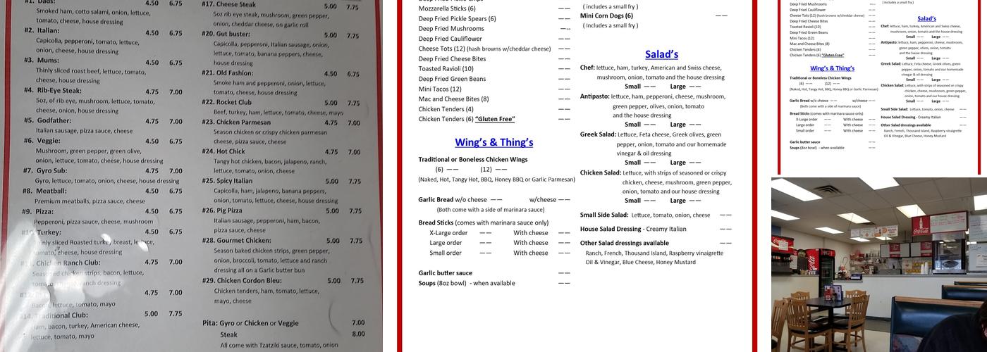Rocket Pizza & Subs Menu