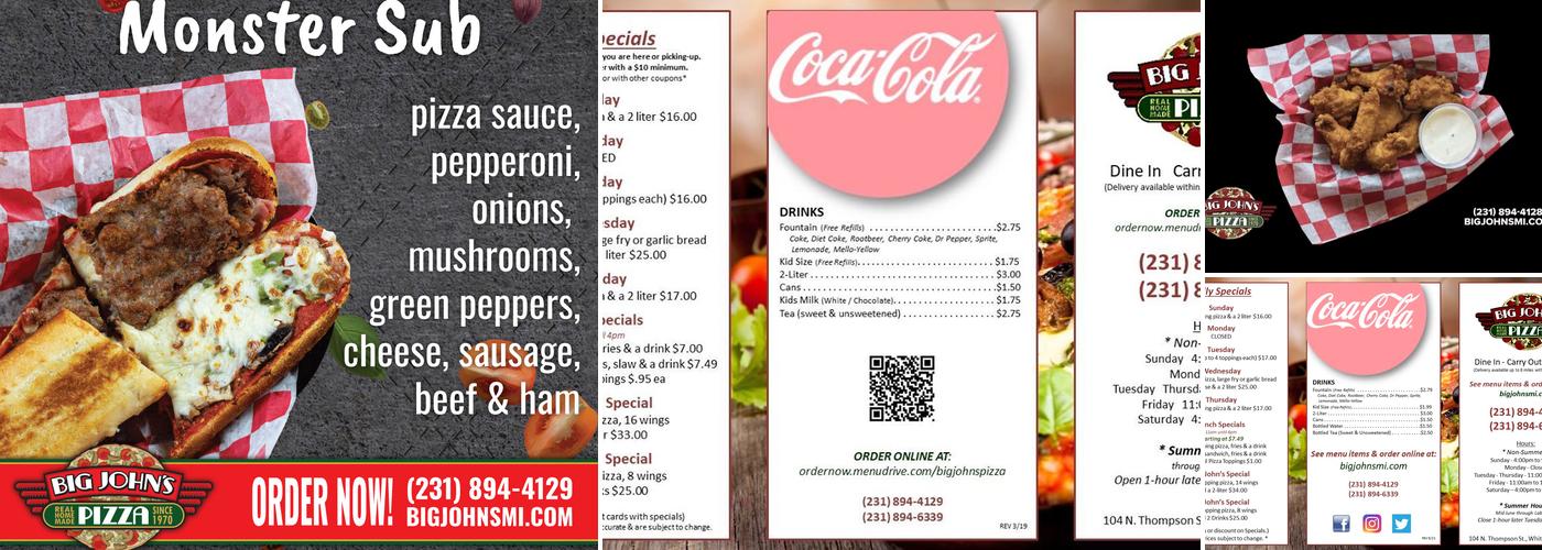Big John's Pizza Menu