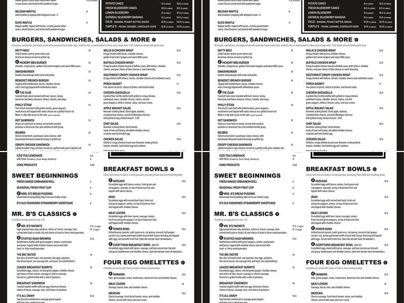 Mr. B's Pancake House Menu