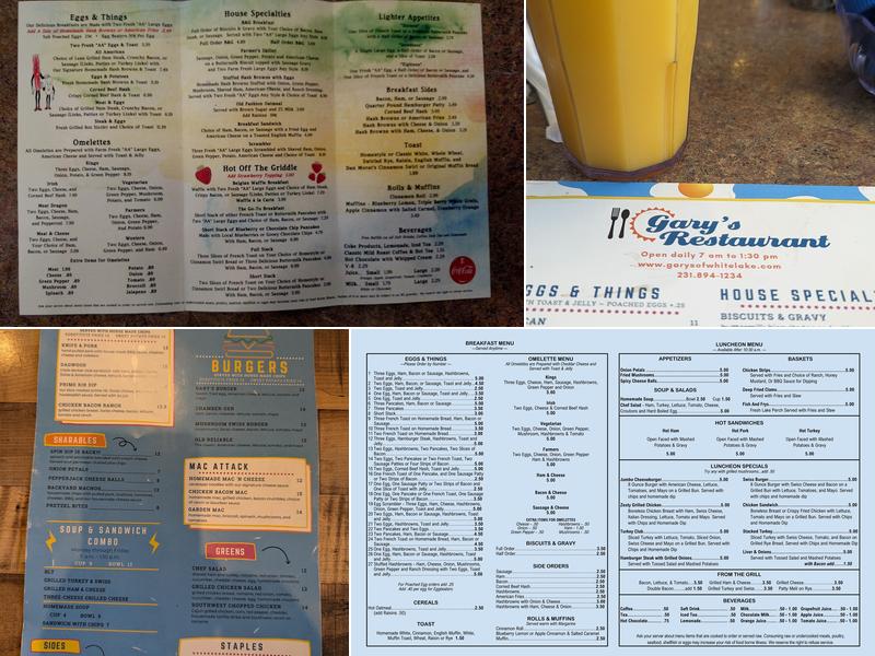 Gary's Restaurant Menu