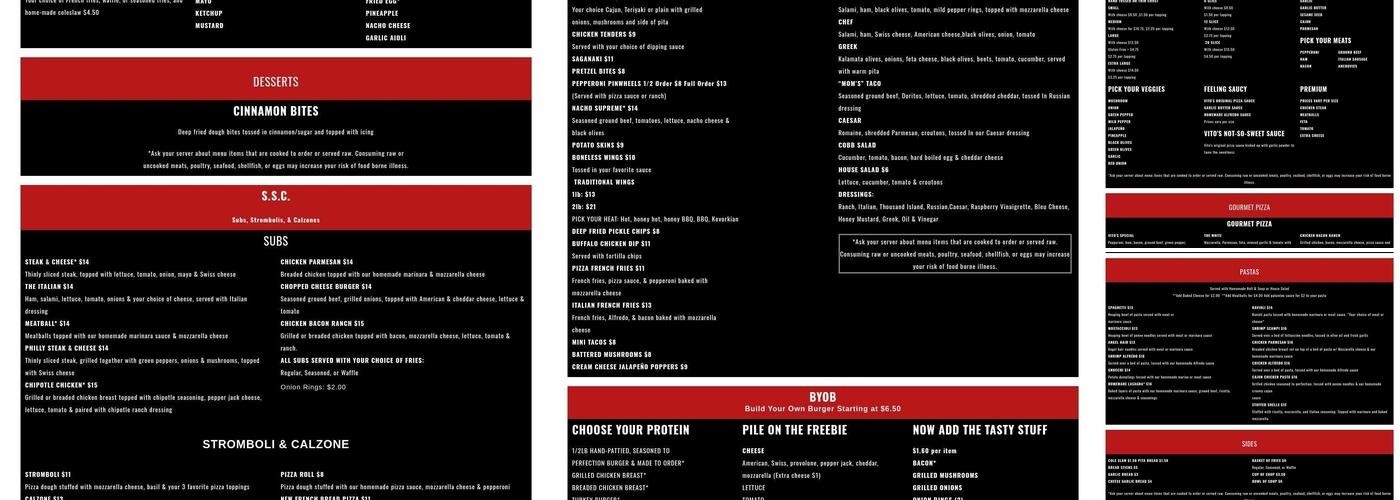 Vito's Pizzeria Menu