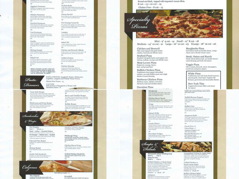 Monte Cello's of Shaler Menu