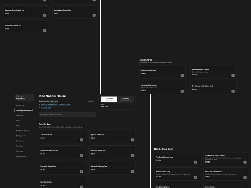 Riso Noodle House Menu
